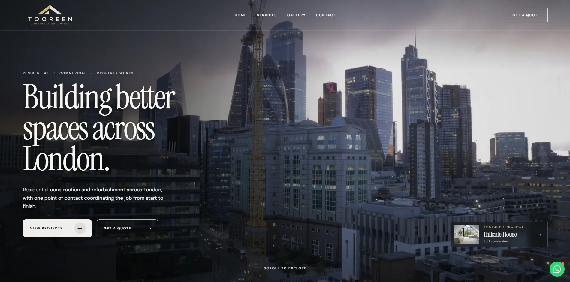 Tooreen Construction homepage design preview
