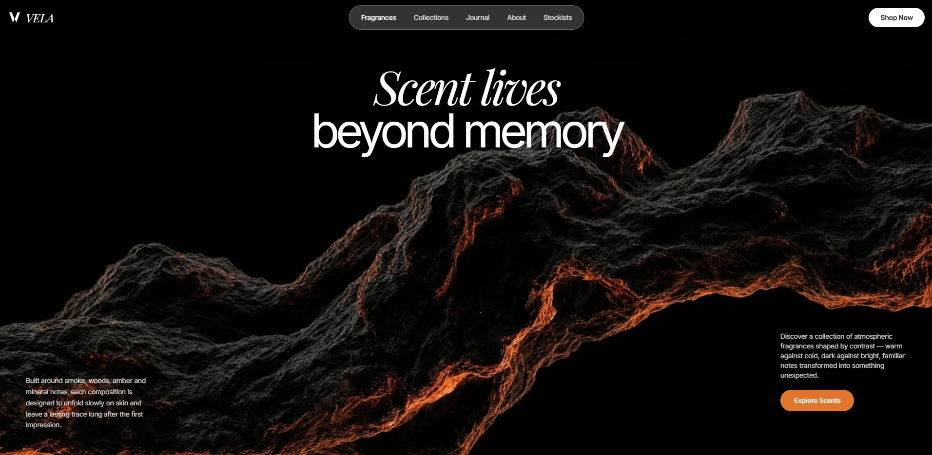 Vela homepage design preview