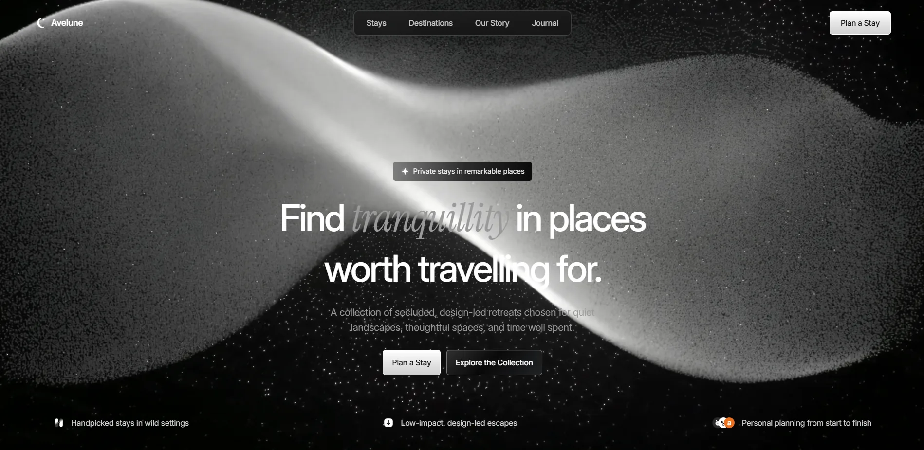 Avelune homepage design preview